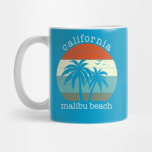 Malibu Beach California Vintage Sunset Palm by tropicalteesshop